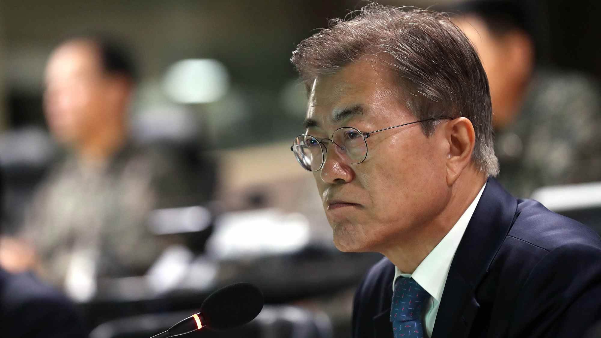 South Korean President Moon Jae-in is facing a stiff challenge from conservative Liberty Korea Party