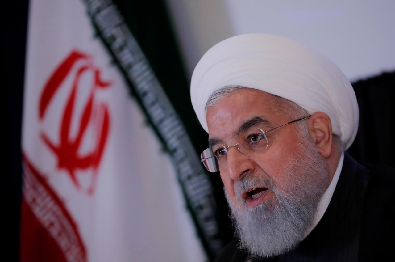 FILE PHOTO: Iran’s President Hassan Rouhani speaks at a news conference on the sidelines of the General Assembly in New York