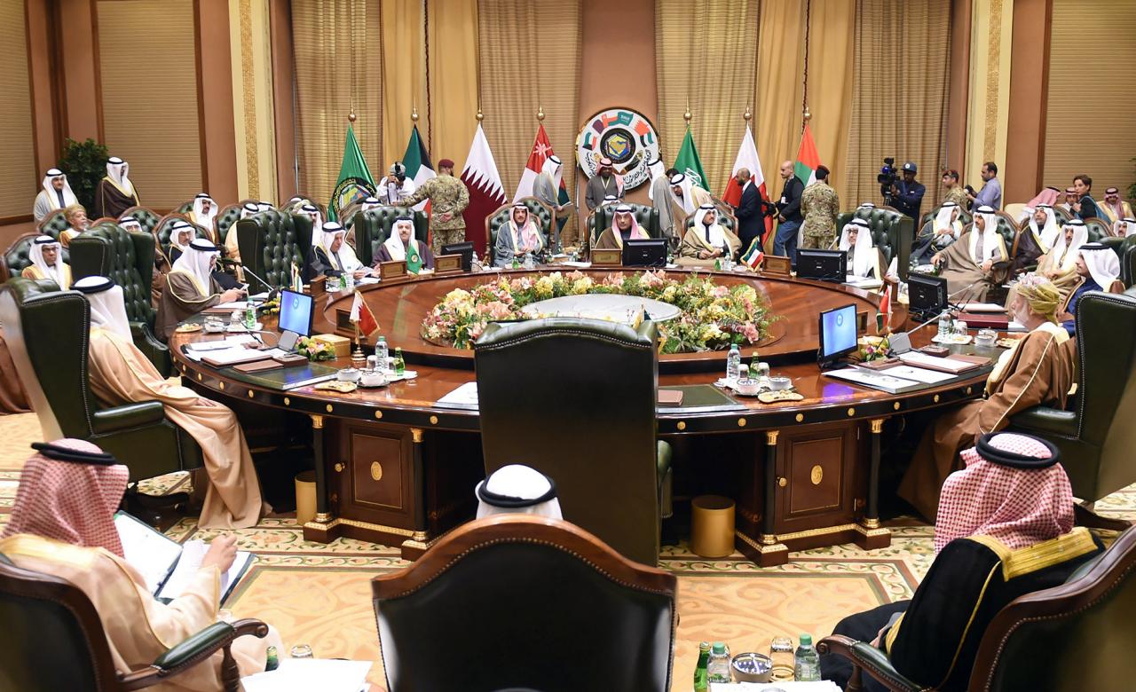 Foreign Ministers of the Gulf Cooperation Council (GCC) attend a meeting in Bayan Palace, in Kuwait City