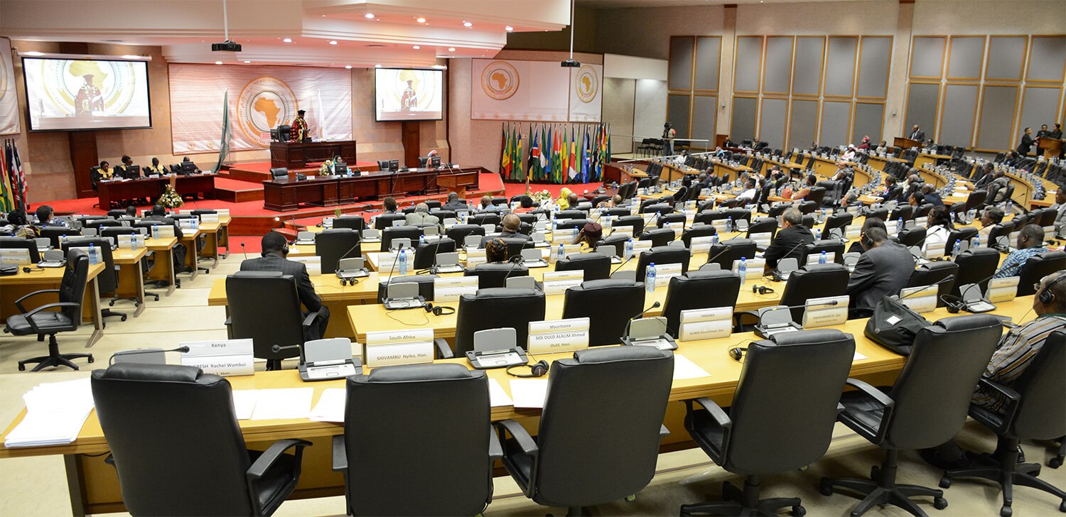 The hall of the Pan-African Parliament